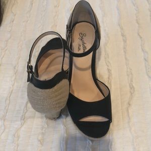 Seychelles Black Wedge Sandals